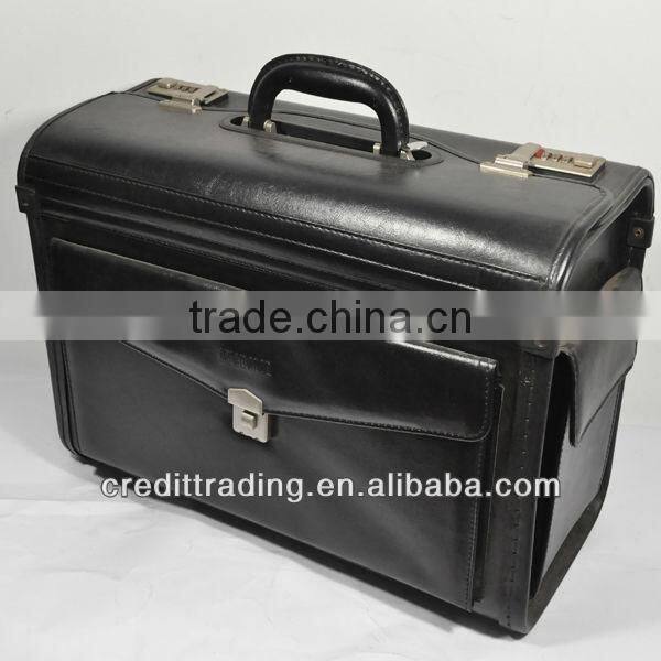 leather pilot trolley case
