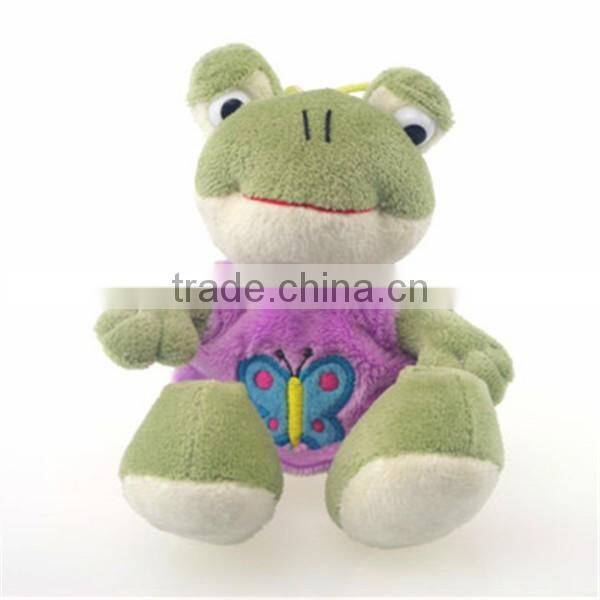 New design smile frog custom plush keychain with waistcoat