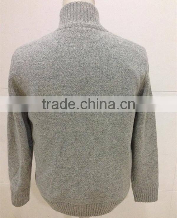Mens zipper cardigan lambswool sweater coat with lining