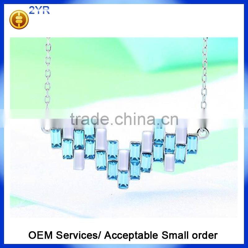 2016 Popular Trendy Jewelry bridal wedding created aquarine 925 sterling silver necklace earring jewelry sets