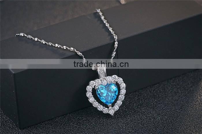 Classic Titanic Heart Of Ocean Crystal 925 Silver heart Chain Pendant Necklace Choker For Women