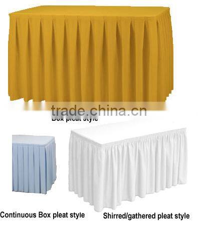 Polyester Table skirting, satin skirt for hotel sale