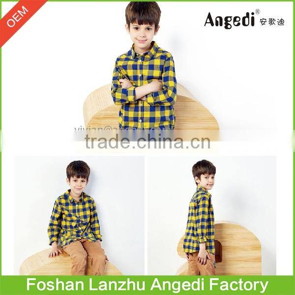 Brand Fashion Bow Tie Kids Boutique shirt Little Gentleman plaid twill Shirts for 2-12 Children ClothingYears