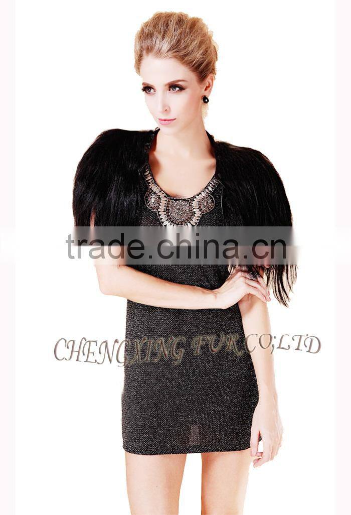 CX-B-19 Hot Sale Fashion Lady Women Mongolian Lamb Fur Shawl For Evening Dress