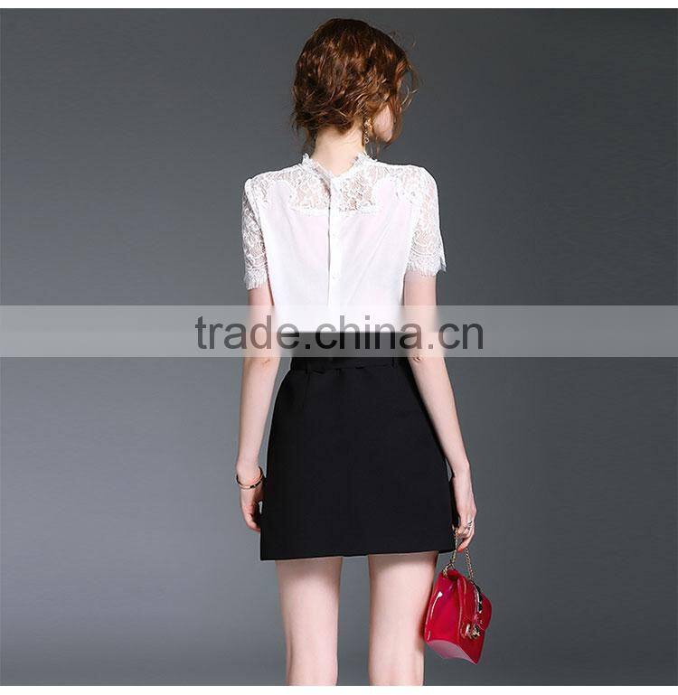 Maxnegio short sleeve new fashion lace blouse designs korean lace top