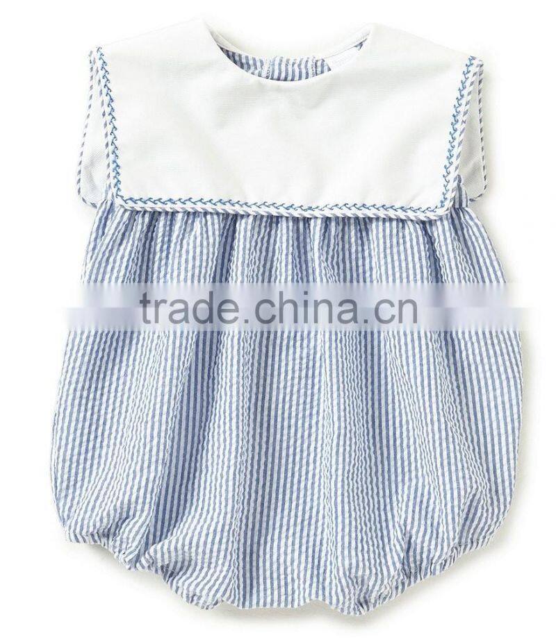 Wholesale newborn baby clothes for baby girl boutique seersucker bubble outfit baby ruffle romper