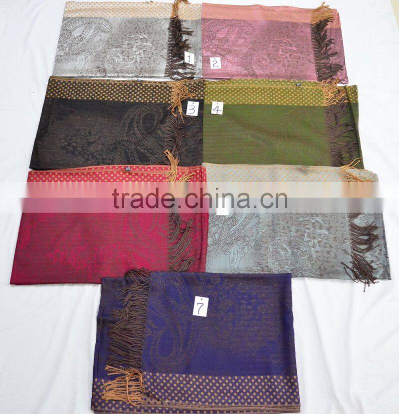 Fashion large hot jacquard paisley dot 100%rayon soft new shawl