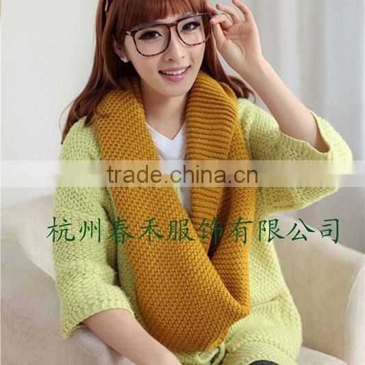 flat machine girls fashion plain color knitted neck warmer scarf