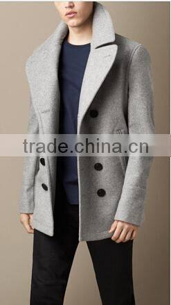 2014 Men Coat Offwhite Color Wool Fabric