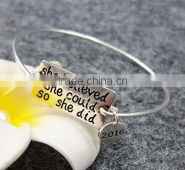 latest design vogue jewellery bangle cheap price adjustable wire bangle with round circle