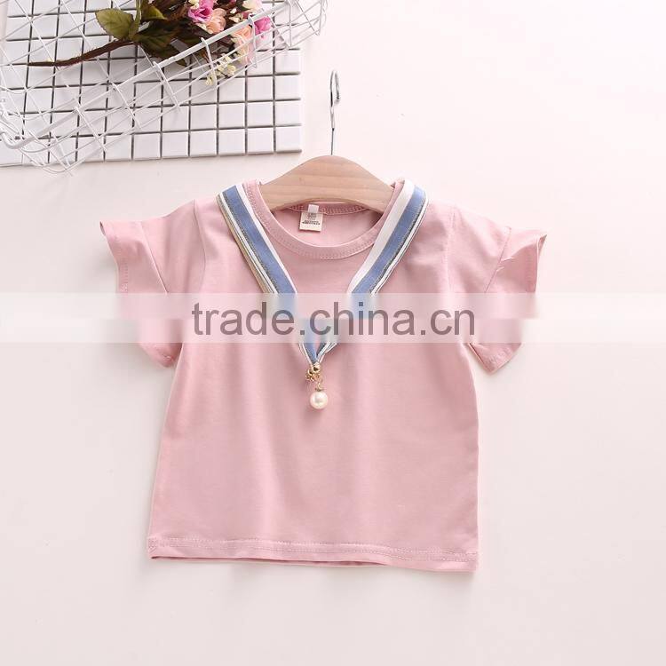 Summer Child clothes set girls clothing flying sleeves round neck t shirt baby striped wide leg pants two piece