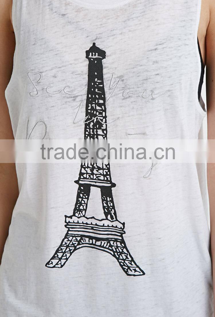 Paris printing tank top selling products 2015 in alibaba