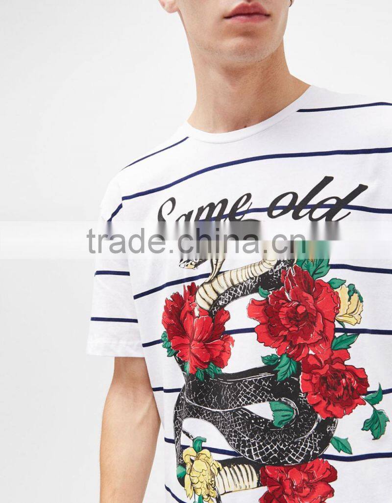 2017 custom high quality blank stripe t-shirt with 3d printing