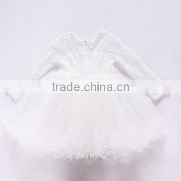 Baby Girls Fall Lace Long Sleeve White Tutu Dress