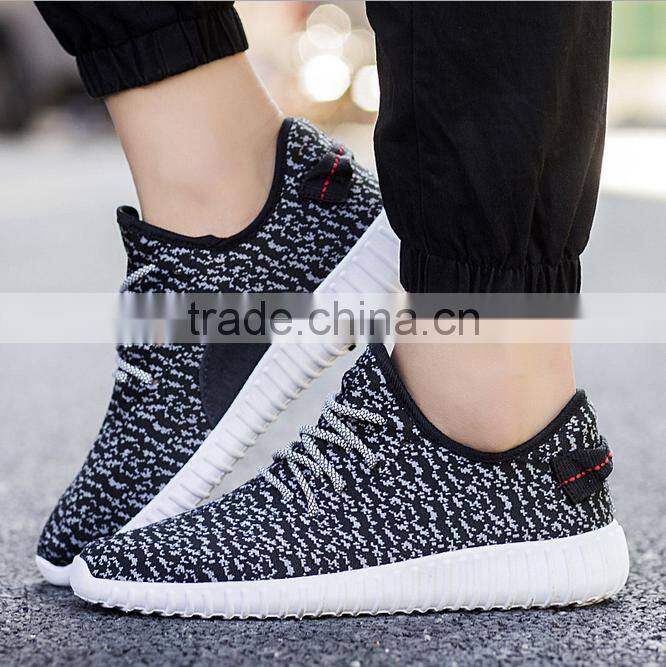 Hot Sale Man Running Breathable Shoe With No Brand Flyknit Fabric Casual Shoes