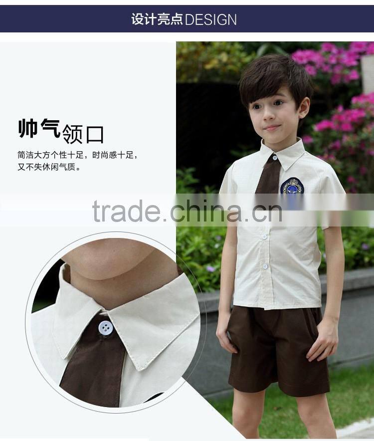 Juqian OEM LOGO school Wearing Shirts and Shorts Boys Primary School Uniform