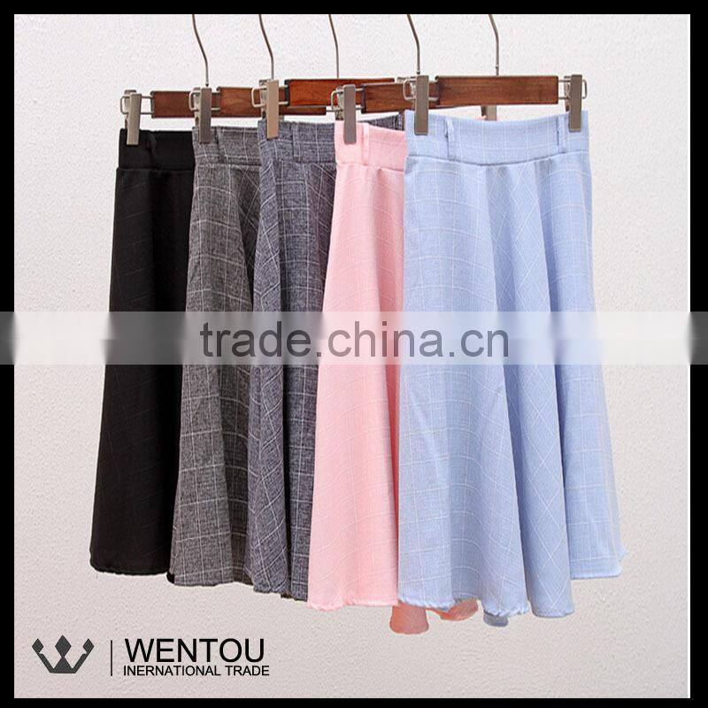 Wholesale Simple Fashions Flared Plaid Skirt