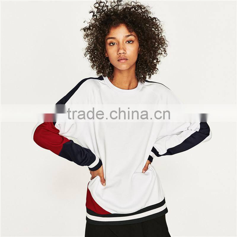 Dongguan custom design color block sweatshirt with raglan sleeves