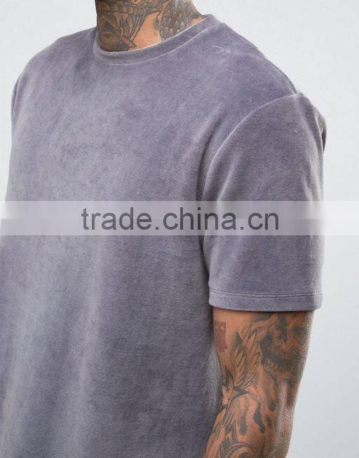 Men's Longline T-Shirt In Heavy Velvet