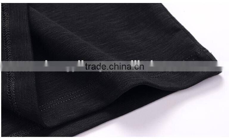 Men's spring long sleeve cotton slub plus size O-neck tee shirt with button placket