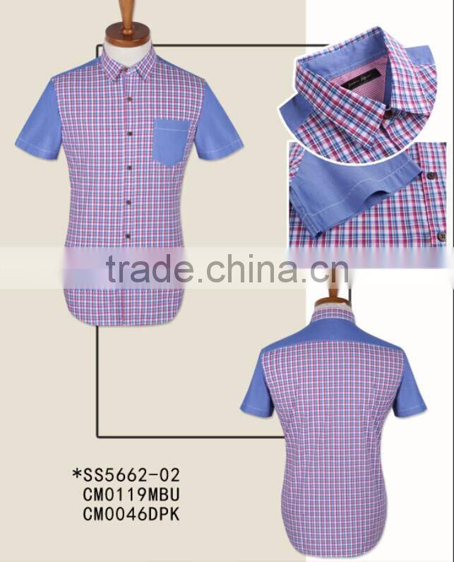 Fashion new checked short sleeves cotton men shirts