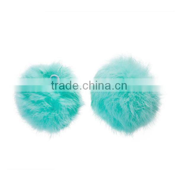 Angora Pom Pom Balls DIY Craft Decoration Mint Green With Ring 80mm Dia.
