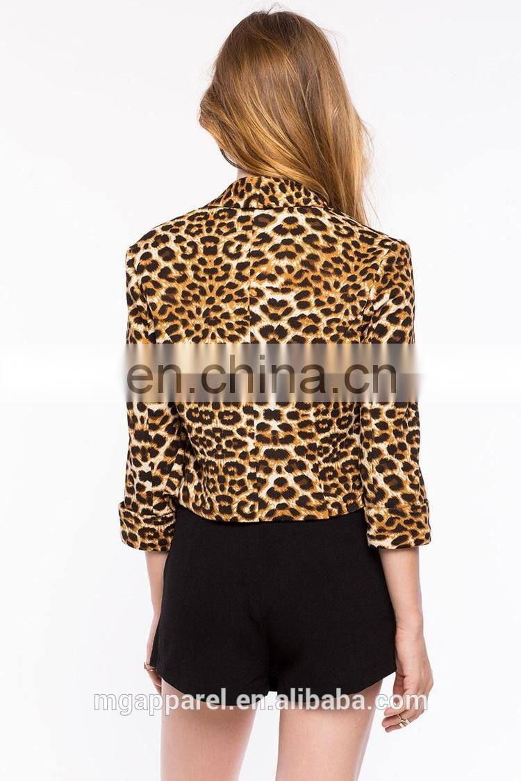 Wholesale fashion women jackets and blazers leopard print fabric women blazer