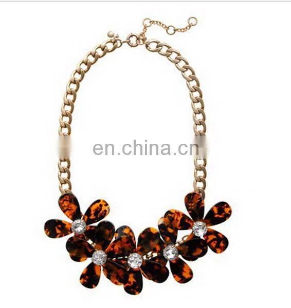 Hottest selling crew foral crystal imitate famous brand necklace jewelry