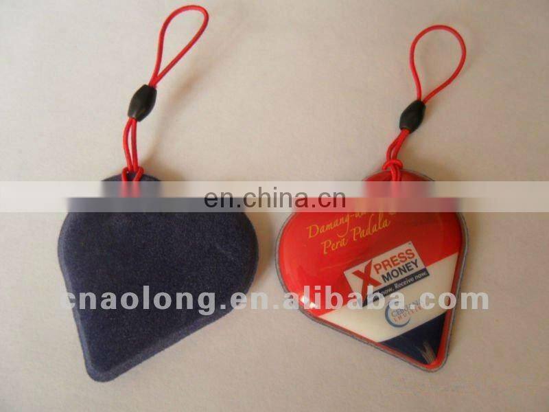loving heart customized logo and shapes microfiber smartphone screen cleaner for promotion