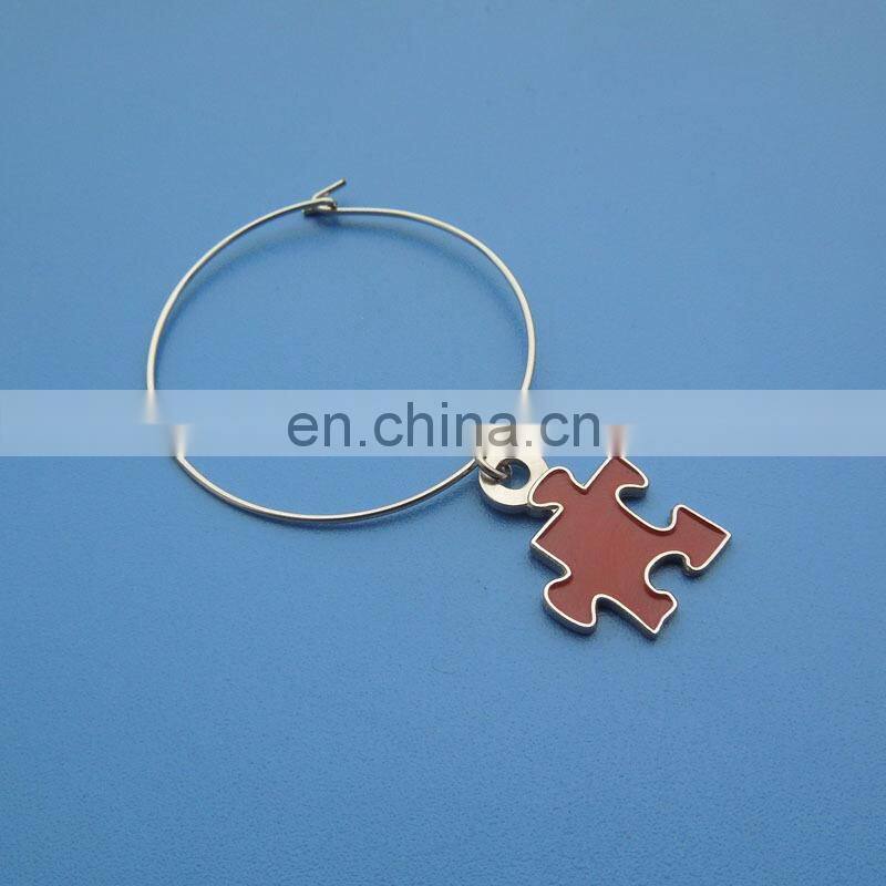 Golden round shape customized laser logo wine charms for wine glass wine bottles