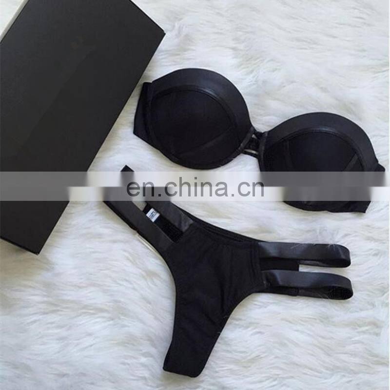 2019 Sexy Bikini Red Swimwear Push Up Swimsuit Women Halter Biquini Padded Bathing Suit Gold Stamping Brazilian Bikini Set Thong