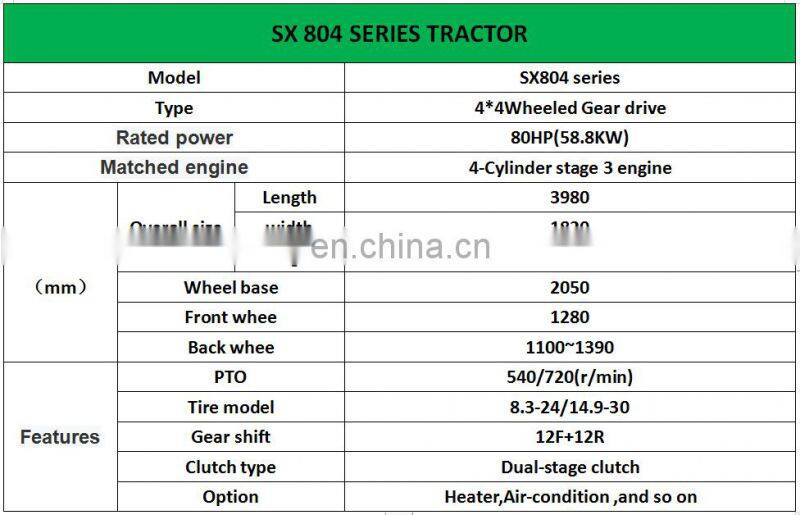 80Hp Farming machine tractor with best after-sales service
