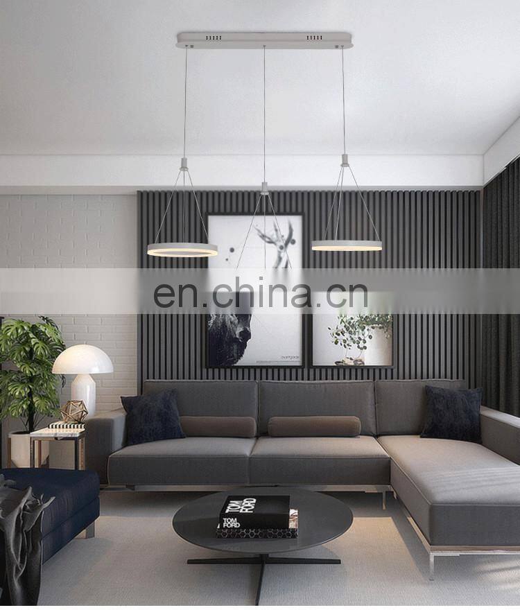 Restaurant chandelier three head simple modern restaurant lamp creative art LED strip dining room lamp black table lamp