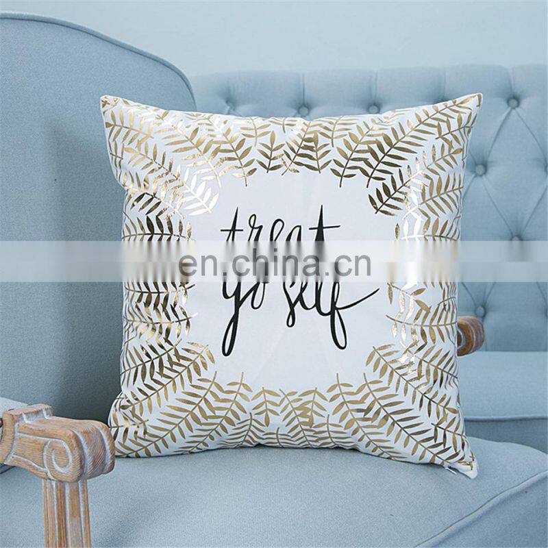 Bronzing Christmas Cushion Cover Gold Printed Pillow Cover Decorative Pillow Case Sofa Seat Car Pillowcase Soft