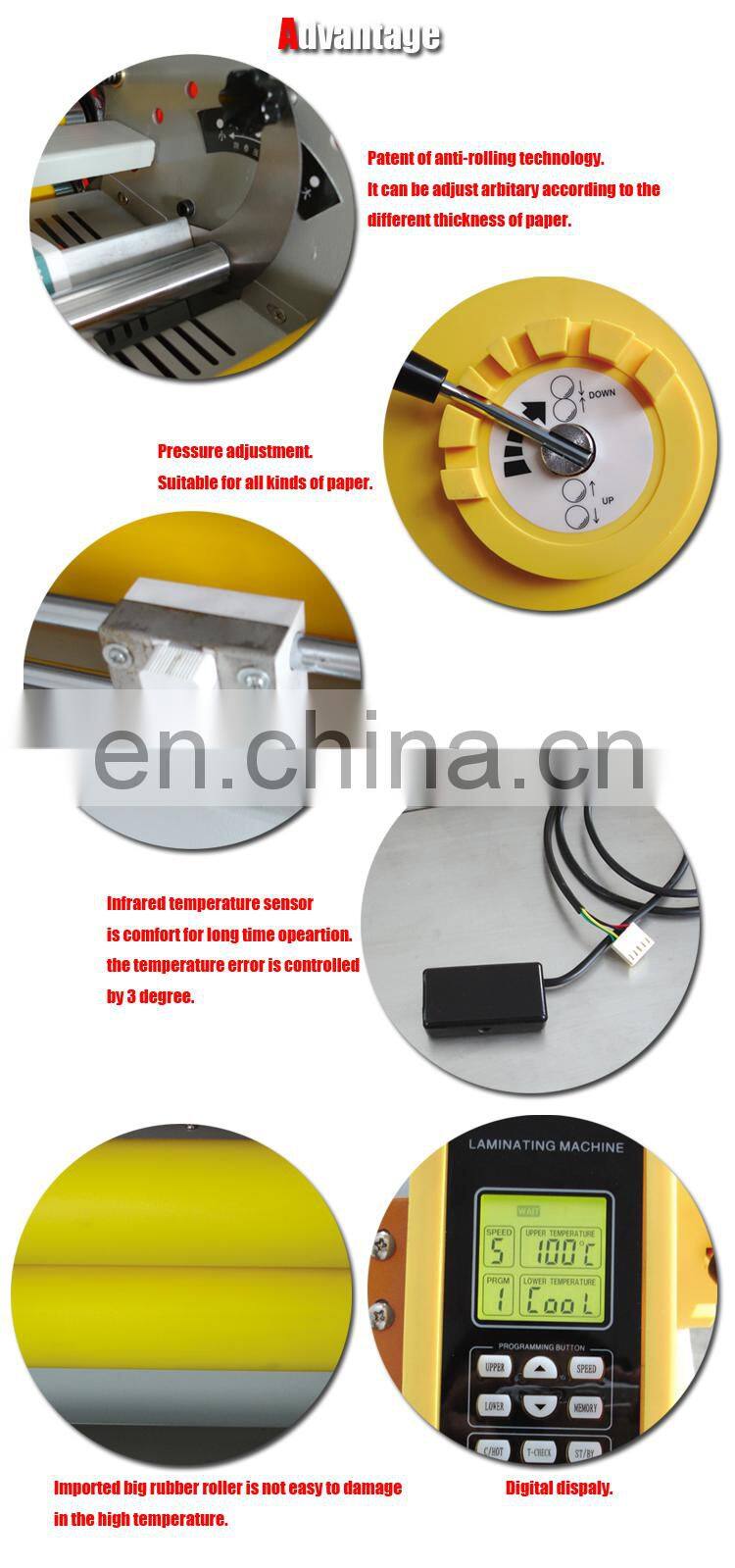 3 years warranty A3 A4 electric hot rubber rollers for thermal laminator double side roll laminating machine for books factory