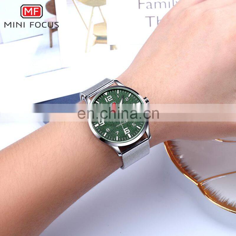 MINI FOCUS MF0158G Men's Fashion Colourful Stainless Steel Band Quartz Analog Watch