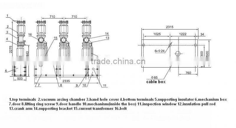 33kv 36kv 35kv 40.5kv vacuum circuit breaker / 33kv outdoor vacuum circuit breaker / electrical circuit breaker