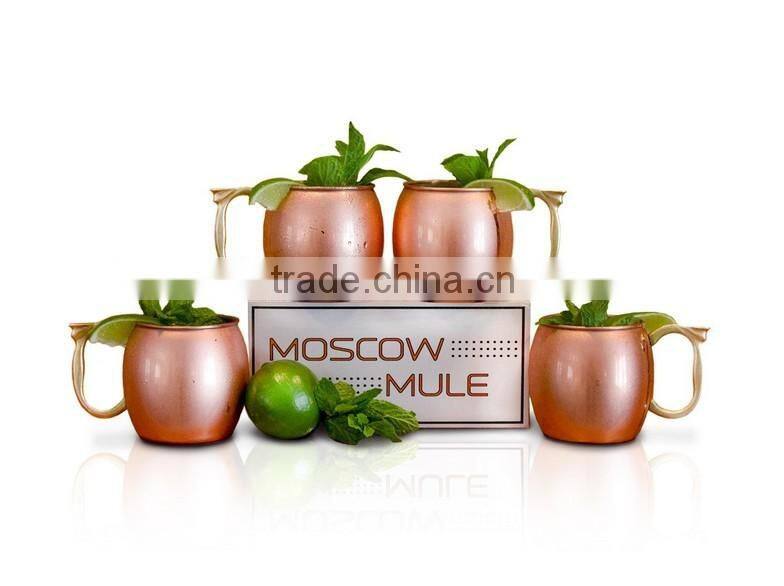 set of 4 Craft Cocktails - Handmade Copper Moscow Mule Mugs with Gift Box (Set of 4, 16 Oz., Smooth)