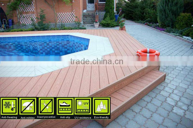 Water-proof plastic wood flooring / decking from U-timber for swimming pool