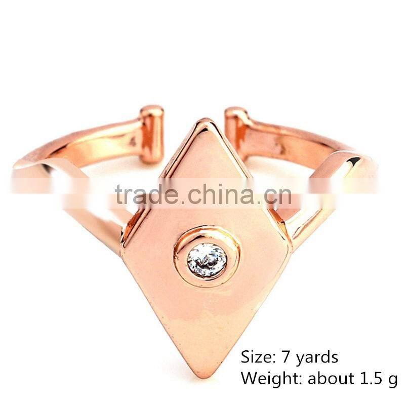 Simple Gold Jewelry Designs Wholesale Rhombic Adjustable Rhinestone Rings