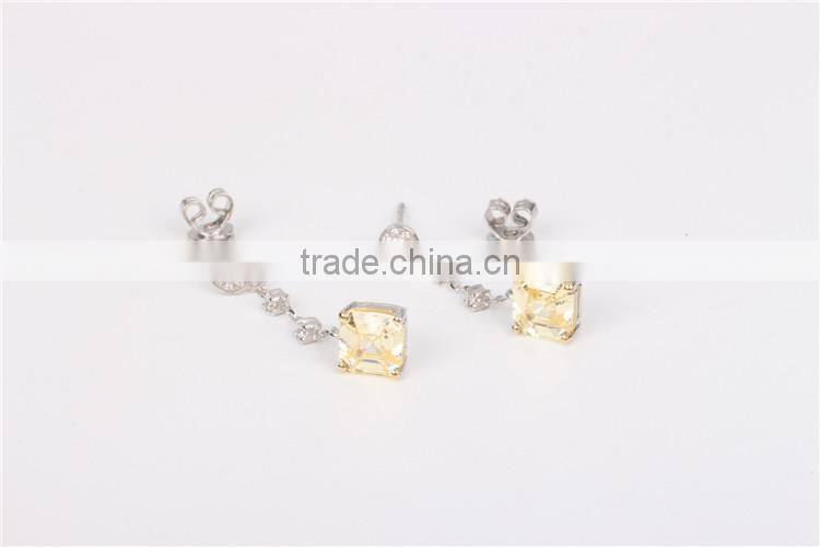 925 sterling silver ladies earrings designs yellow crystal jewelry