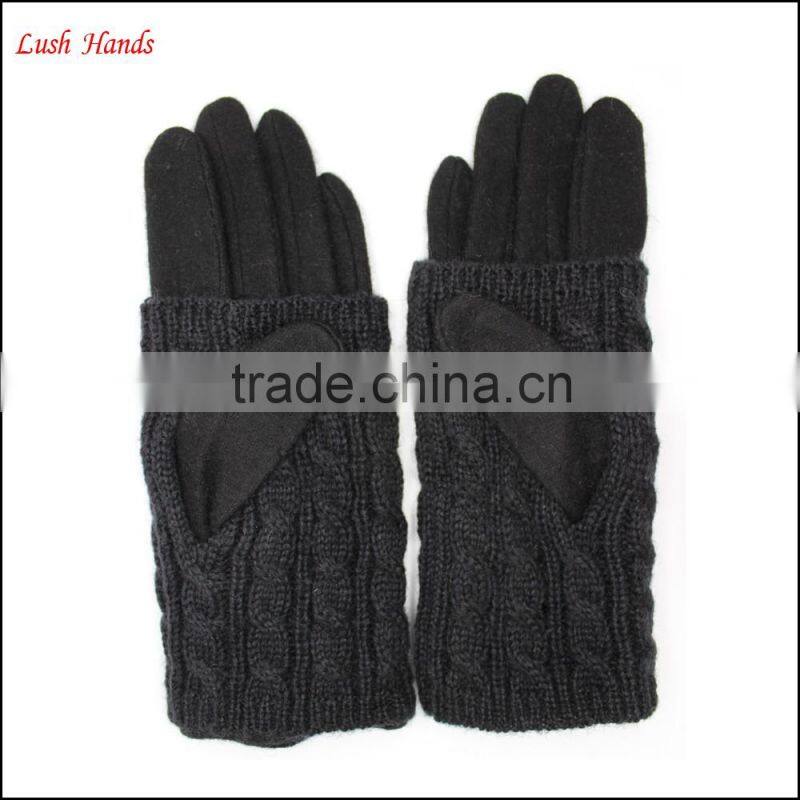 ladies high-quality woolen gloves with rabbit fur ball