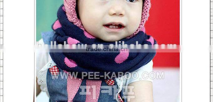 2014 Latest Cute Polka Dot Pattern Circle Loop Style Baby Kids Winter Scarf