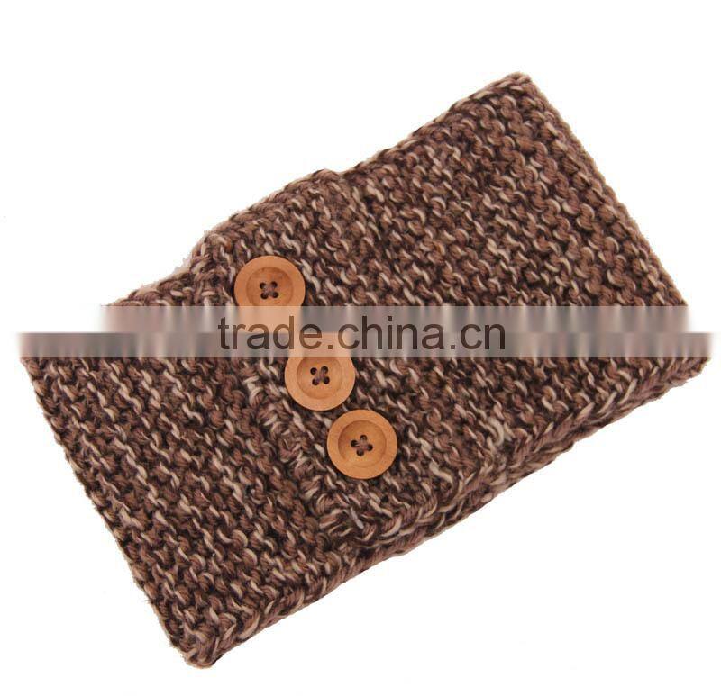 Fashion Trendy Girls Headband with Buttons Knitting Hair Accessories for women