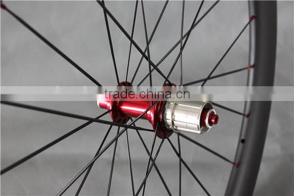 Red hubs dor road bike wheels carbon bike wheels UD-matt clincher wheels W56C