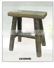 Vintage White Slats Wooden Small Folding Stool