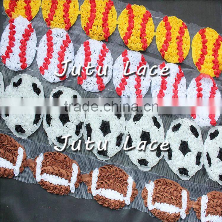 Shabby rosette trim basketball , football/rugby, soccer ball, volleyball, softball flower accessories