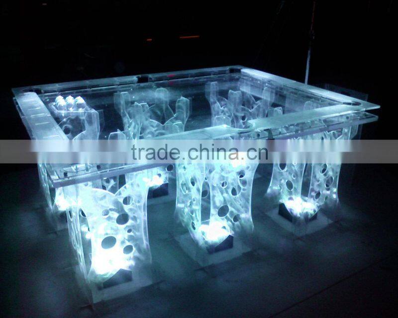 Fashion high end custom acrylic bar table,with colorful light for different colors