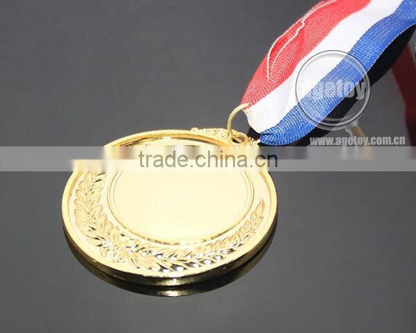 Blue White Red Color Ribbon Belt Custom Wholesale Celebration Souvenir Sports Meeting Blank Alloy Metal Gold School Medal