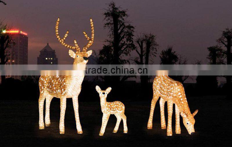 3D family set sika deer outdoor animals christmas lights motif light